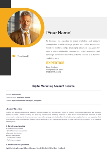 Free Digital Marketing Account Manager Resume to Edit Online
