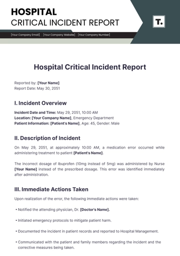 Free Hospital Critical Incident Report Template to Edit Online