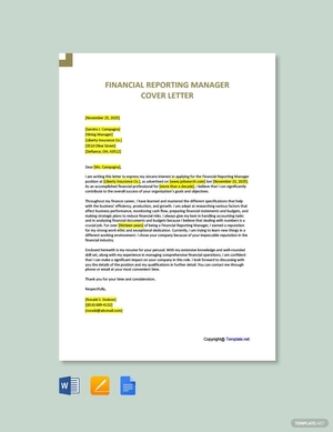 Financial Reporting Manager Cover Letter