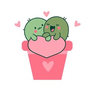 Free Sweet Love Cactus Clipart to Edit Online
