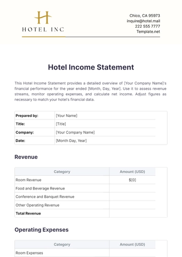 Free Hotel Income Statement Template to Edit Online