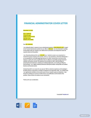 Financial Administrator Cover Letter