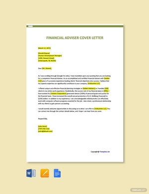 Financial Advisor Cover Letter