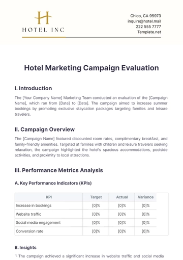 Free Hotel Marketing Campaign Evaluation Template to Edit Online
