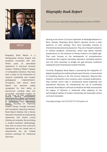 Free Biography Book Report Template to Edit Online