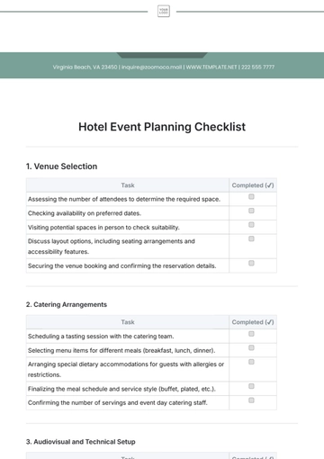 Free Hotel Event Planning Checklist Template to Edit Online