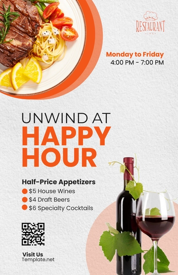 Free Restaurant Happy Hour Poster Template to Edit Online