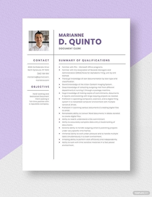 Document Clerk Resume