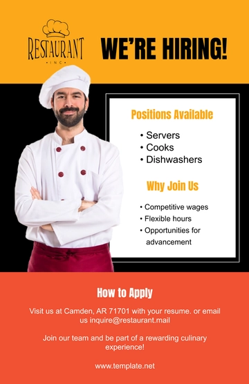 Free Restaurant Hiring Poster Template to Edit Online