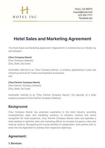 Free Hotel Sales and Marketing Agreement Template to Edit Online