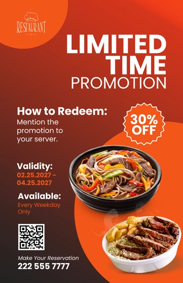 Free Restaurant Promotional Poster Template to Edit Online