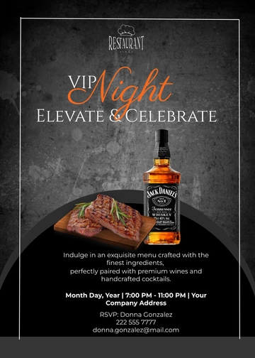 Free Restaurant VIP Night Invitation Template to Edit Online