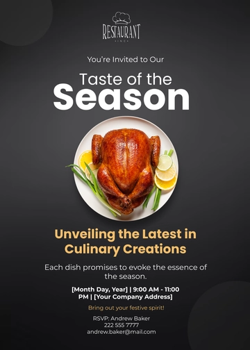 Free Restaurant Seasonal Menu Launch Invitation Template to Edit Online