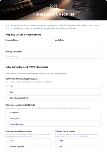 Free Hotel Legal Checklist Template & AI Hotel Legal Checklist Maker