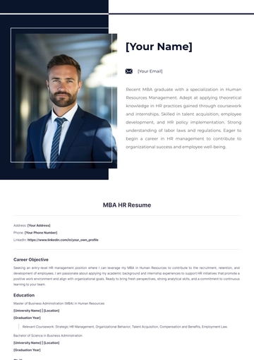 Free MBA HR Resume to Edit Online