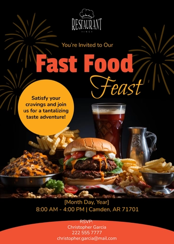 Free Restaurant Fast Food Invitation Template to Edit Online