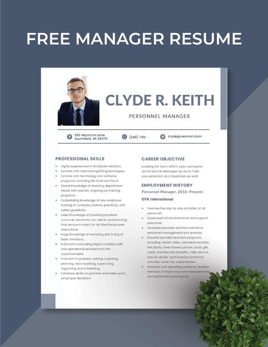 Manager Resume Template