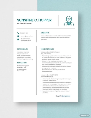 Petroleum Chemist Resume