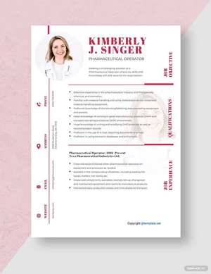 Pharmaceutical Operator Resume