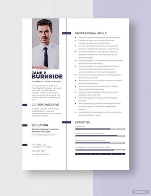 Pharmacy Store Manager Resume