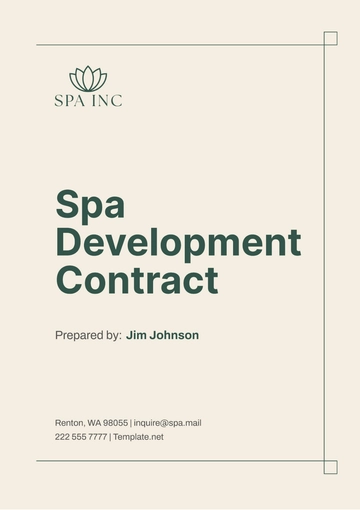 Free Spa Development Contract Template to Edit Online