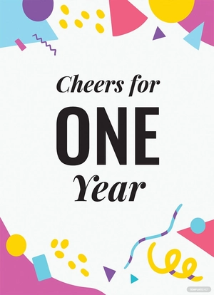 1 Year Anniversary Invitation Card Template