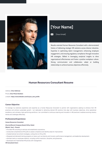 Free Human Resources Consultant Resume to Edit Online