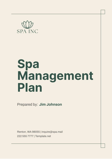 Free Spa Management Plan Template to Edit Online