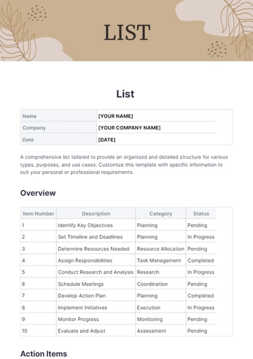 Free List Template to Edit Online