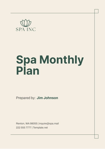 Free Spa Monthly Plan Template to Edit Online