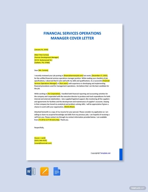 Financial Services Operations Manager Cover Letter