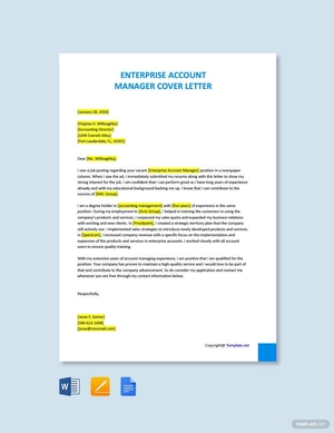 Enterprise Account Manager Cover Letter