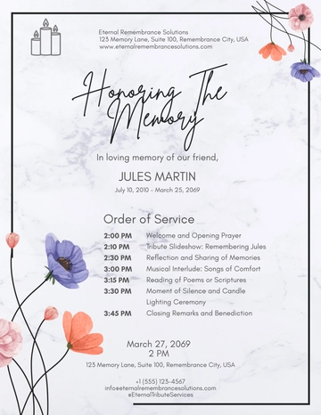 Free Memorial Ceremony Program Template to Edit Online