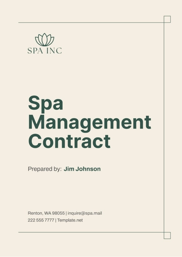 Free Spa Management Contract Template to Edit Online
