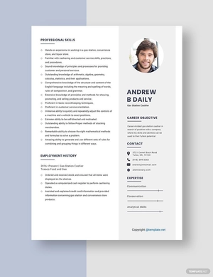 Gas Station Cashier Resume