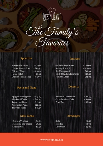 Free Family Restaurant Menu Template to Edit Online
