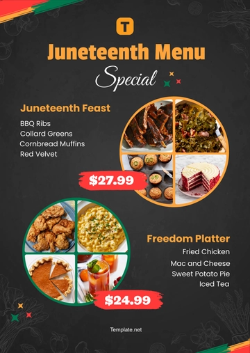 Free Juneteenth Menu Template to Edit Online