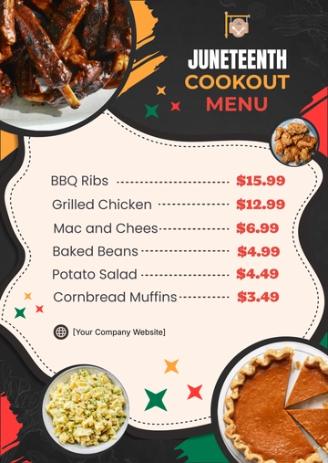 Free Juneteenth Cookout Menu Template to Edit Online