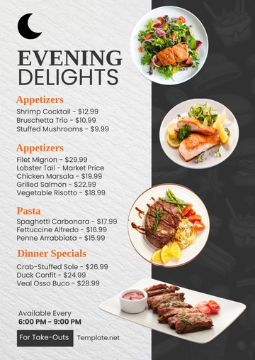 Free Restaurant Dinner Menu Template to Edit Online