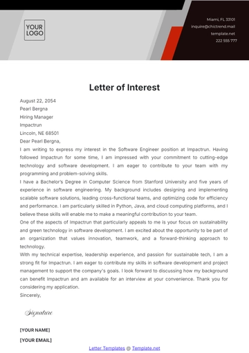 Free Letter of Interest Template to Edit Online