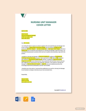 Nursing Unit Manager Cover Letter