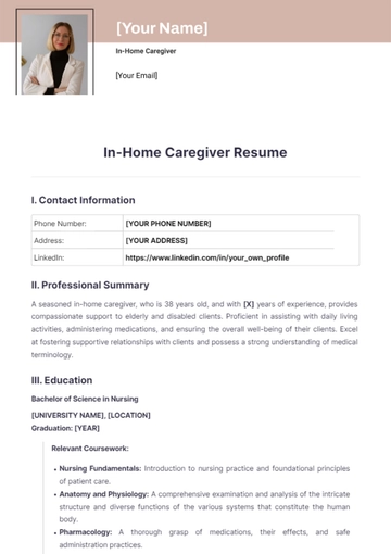 Free In-Home Caregiver Resume to Edit Online