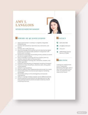 Integrated Marketing Manager Resume