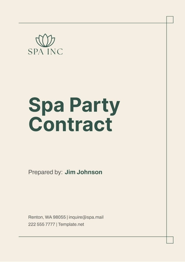 Free Spa Party Contract Template to Edit Online
