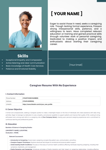 Free Caregiver Resume With No Experience to Edit Online