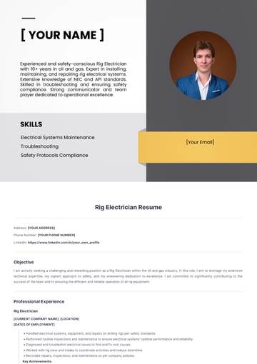 Free Rig Electrician Resume to Edit Online