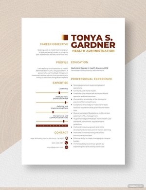 Health Administration Resume