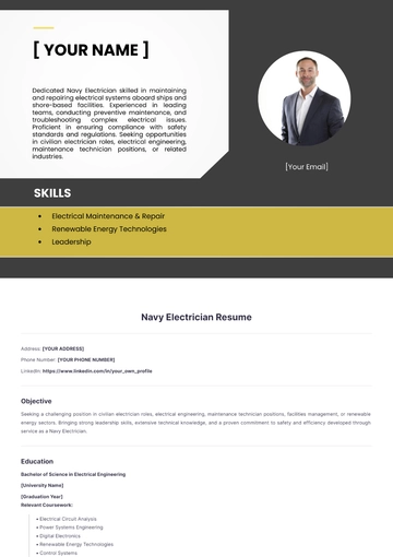 Free Navy Electrician Resume to Edit Online
