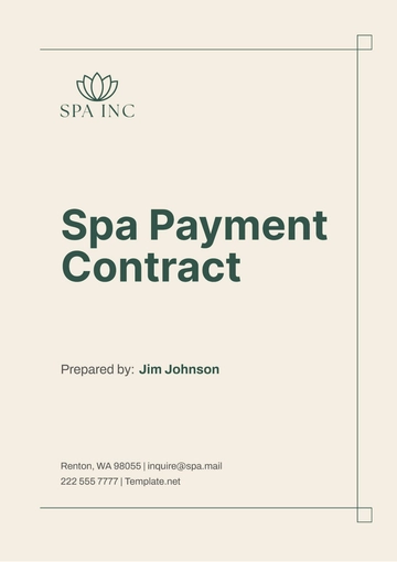 Free Spa Payment Contract Template to Edit Online