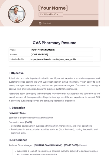 Free CVS Pharmacy Resume to Edit Online